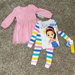 Cat & Jack Pink Dress and Colorful Pajama Set Size 3T NWT